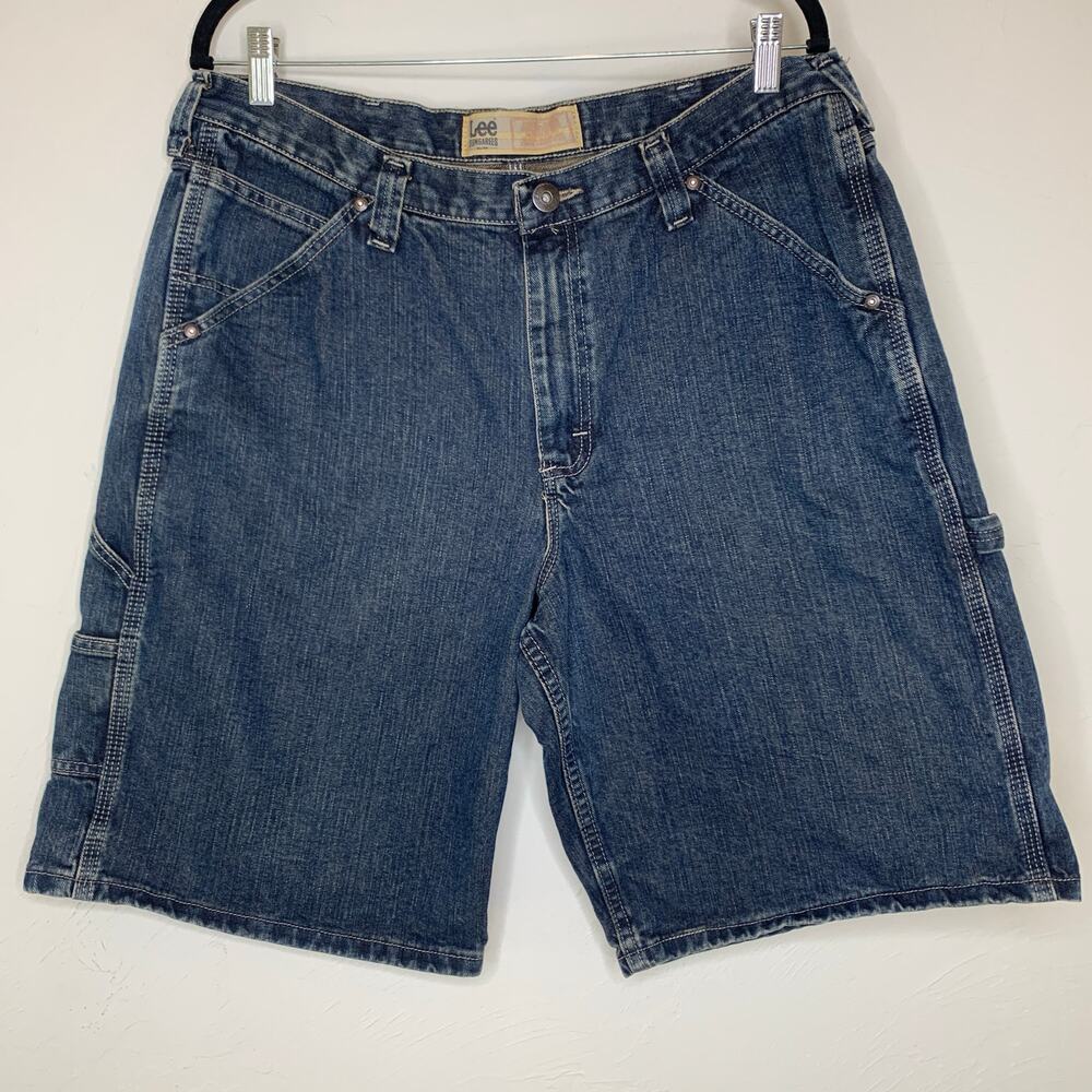 Lee Dungarees Dark Blue Carpenter Jean Shorts Sz 38